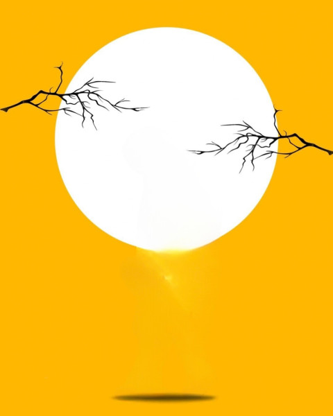 Moon With Yellow Background CB For Viral Photo Editing Wallpaper HD