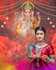 Ganpati Bappa Girl Picsart Editing Background Full HD Download Pics