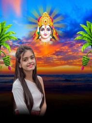 Girls Happy Chhathi Maiya Photo CB Editing Background