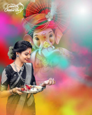 God Ganesh Photo Editing Background High Resolution With Girl