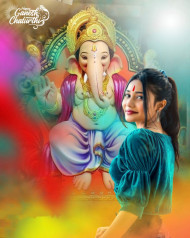 With Girl Ganesh Ji Photo Editing Background HD Images Download